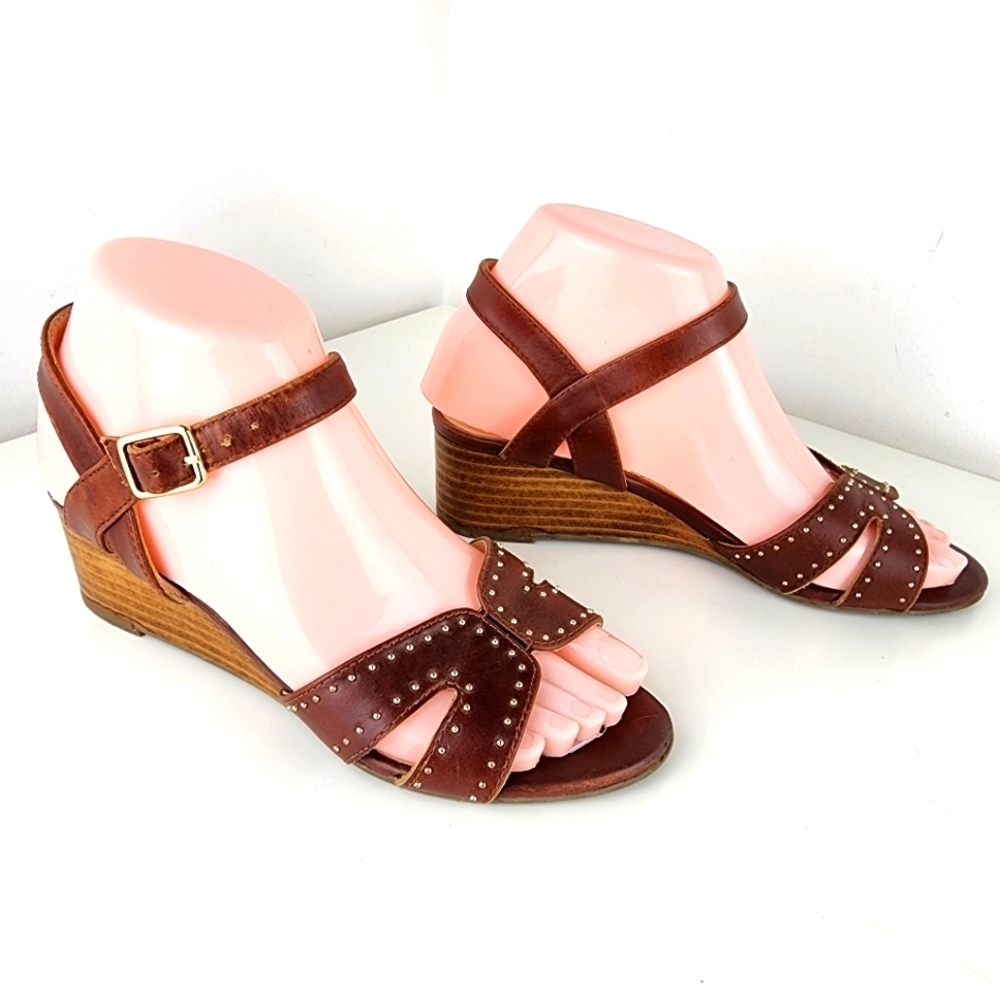 Bocage Women Ankle Strap Sandals Open Toe Buckle Wedges Size 36